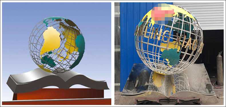 不銹鋼地球，景觀地球雕塑，學校地球儀擺件